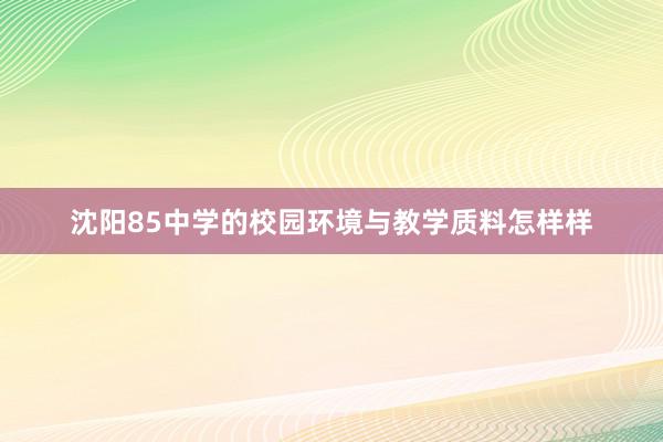 沈阳85中学的校园环境与教学质料怎样样